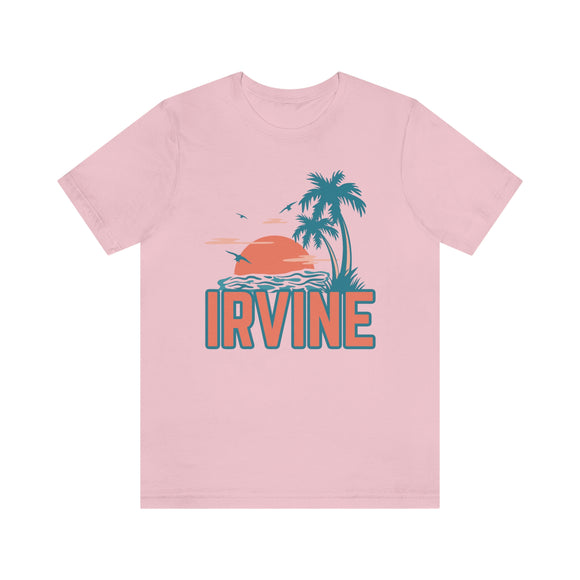 Irvine, California T-Shirt - Retro Palm Tree & Beach Unisex Irvine Shirt