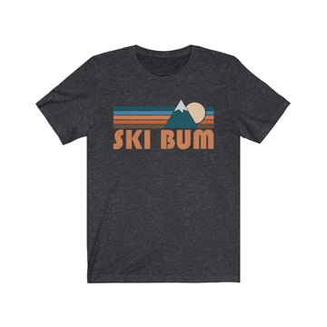Buy dark-grey-heather Ski Bum T-Shirt - Retro Mountain Adult Unisex Ski Bum T Shirt