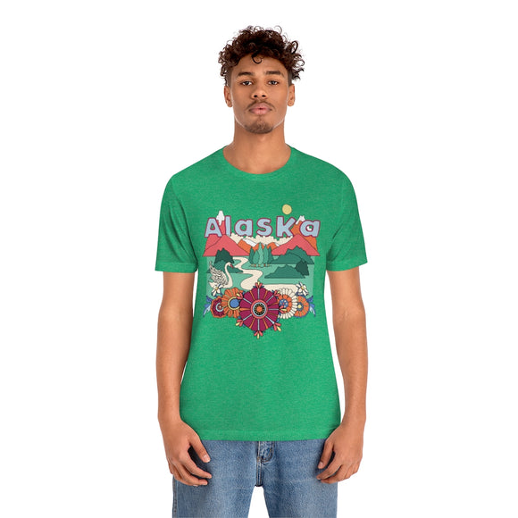 Alaska T-Shirt - Retro Mountain / Hippie Style Alaska Shirt