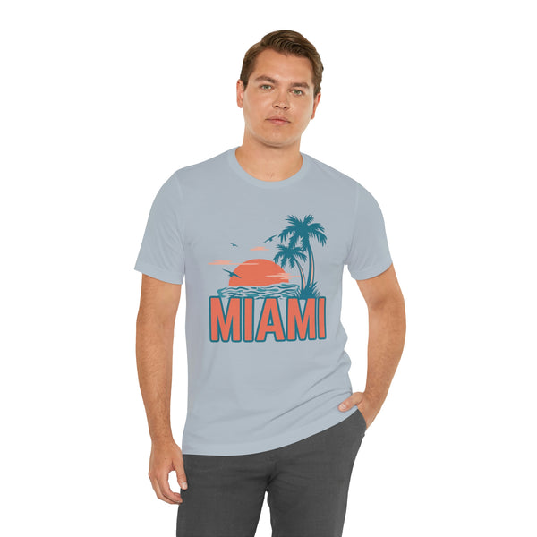Miami, Florida T-Shirt - Retro Palm Tree & Beach Unisex Miami Shirt
