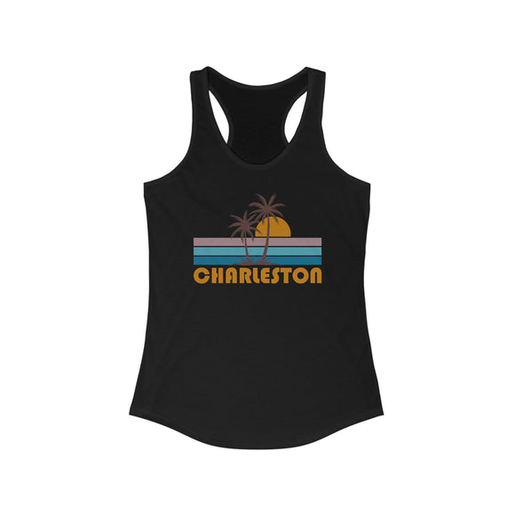 Charleston, South Carolina Women's Tank - Retro Palm Tree Women's Racerback Charleston Tank Top
