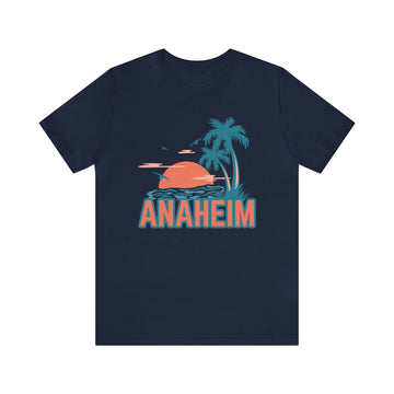 Buy navy Anaheim, California T-Shirt - Retro Palm Tree &amp; Beach Unisex Anaheim Shirt