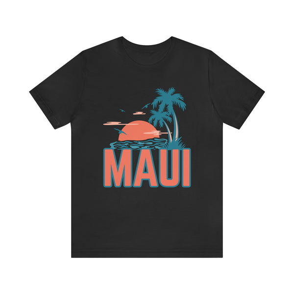 Maui, Hawaii T-Shirt - Retro Palm Tree & Beach Unisex Maui Shirt