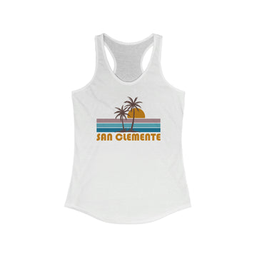San Clemente, California Women's Tank - Retro Palm Tree Women's Racerback San Clemente Tank Top