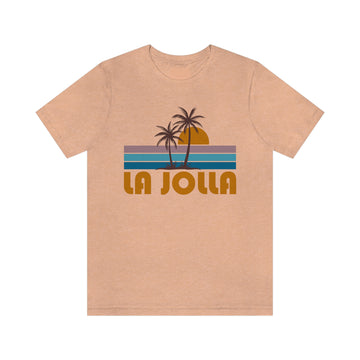 Buy heather-peach La Jolla, California T-Shirt - Retro Palm Tree Unisex La Jolla Shirt