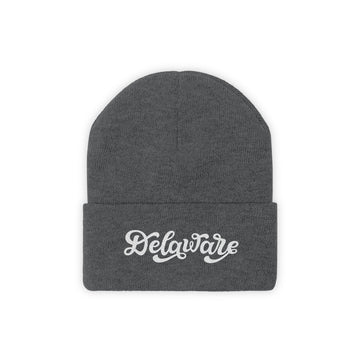Buy graphite-heather Delaware Beanie - Adult Hand Lettered Embroidered Delaware Knit Hat