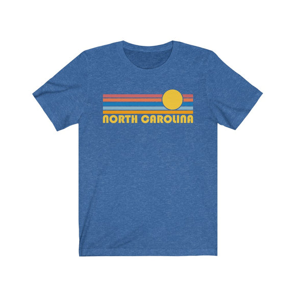 North Carolina T-Shirt - Retro Sunrise Adult Unisex North Carolina T Shirt