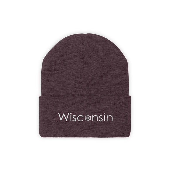 Wisconsin Knit Beanie - Adult Embroidered Snowflake Wisconsin Knit Hat