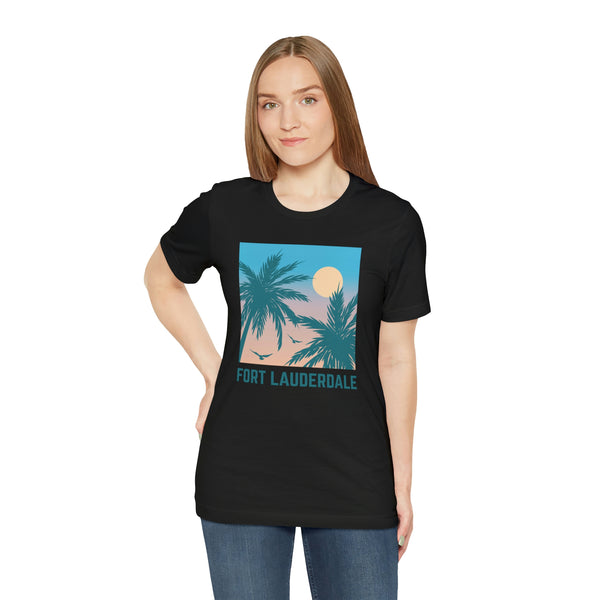 Fort Lauderdale, Florida T-Shirt - Retro Palm Tree & Beach Unisex Fort Lauderdale Shirt