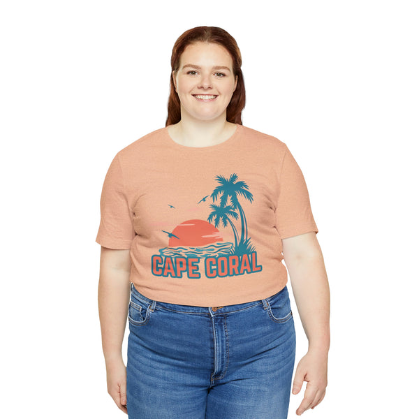 Cape Coral, Florida T-Shirt - Retro Palm Tree & Beach Unisex Cape Coral Shirt