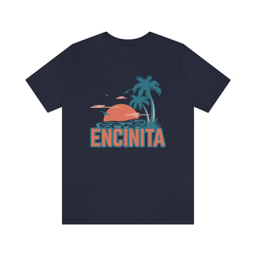 Buy navy Encinitas, California T-Shirt - Retro Palm Tree &amp; Beach Unisex Encinitas Shirt