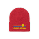 Colorado Beanie - Adult Embroidered Retro Sunset Colorado Knit Hat-33