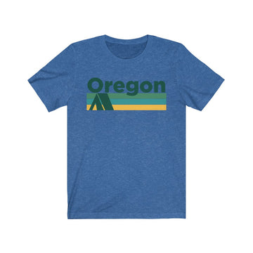 Buy heather-true-royal Oregon T-Shirt - Retro Camping Adult Unisex Oregon T Shirt