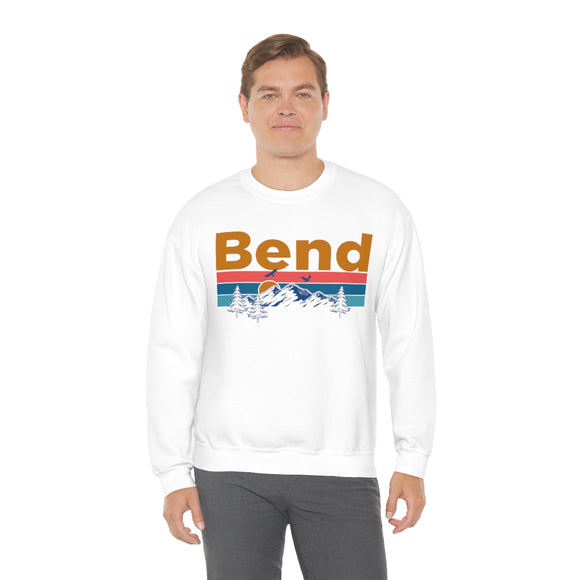 Bend, Oregon Crewneck Sweatshirt - Mountain & Birds Unisex