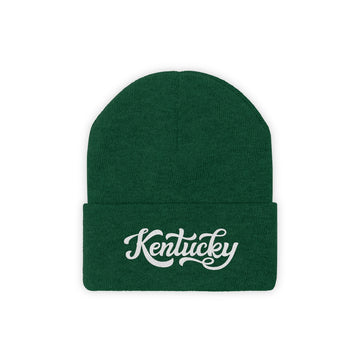 Buy hunter-green Kentucky Beanie - Adult Hand Lettered Embroidered Kentucky Knit Hat