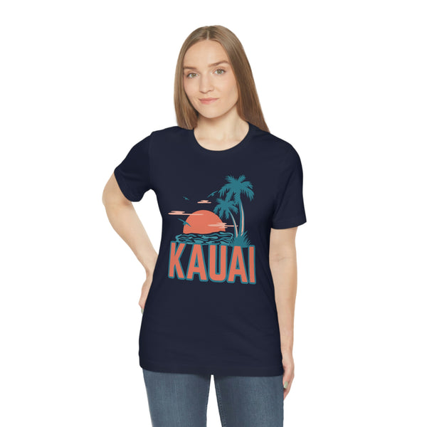 Kauai, Hawaii T-Shirt - Retro Palm Tree & Beach Unisex Kauai Shirt
