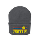 Seattle, Washington Beanie - Adult Embroidered Retro Sunset Seattle Knit Hat-2