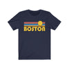 Boston, Massachusetts T-Shirt - Retro Sunrise Adult Unisex Boston T Shirt