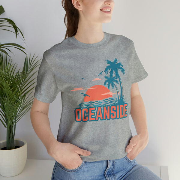 Oceanside, California T-Shirt - Retro Palm Tree & Beach Unisex Oceanside Shirt
