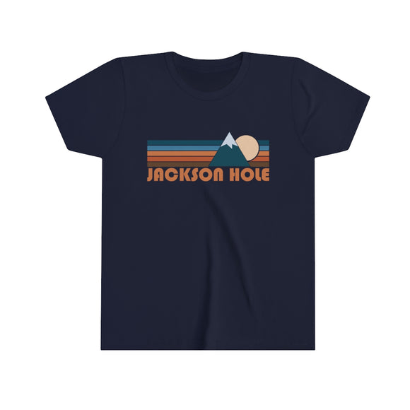 Jackson Hole Youth T-Shirt - Retro Mountain Wyoming Kid's TShirt