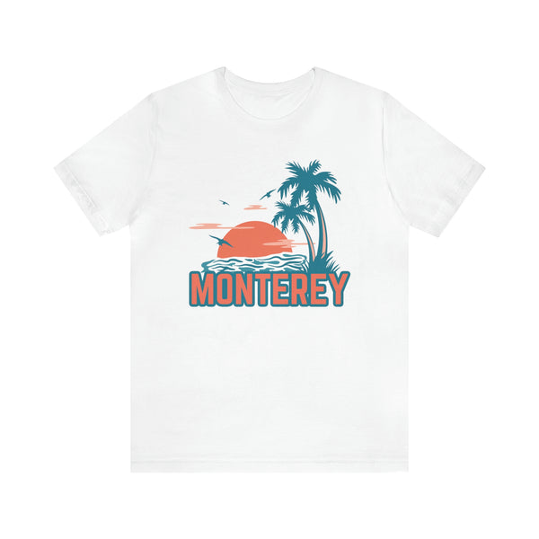 Monterey, California T-Shirt - Retro Palm Tree & Beach Unisex Monterey Shirt