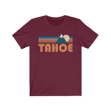 Buy maroon Tahoe, California T-Shirt - Retro Mountain Adult Unisex Tahoe T Shirt