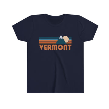 Buy navy Vermont Youth T-Shirt - Retro Mountain Vermont Kid's TShirt