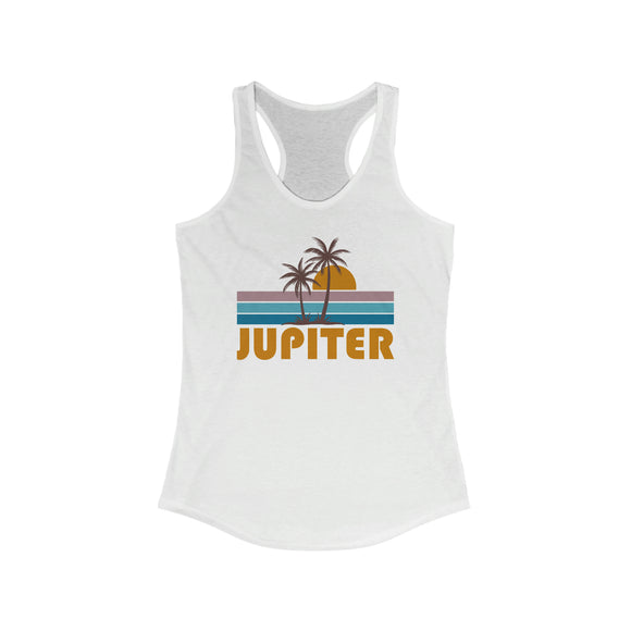 Jupiter, Florida Women's Tank - Retro Palm Tree Women's Racerback Jupiter Tank Top
