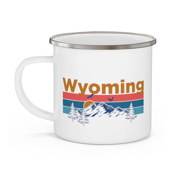 Wyoming Camp Mug - Mountain Sunset Enamel Campfire Wyoming Mug