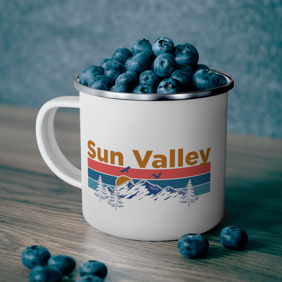 Sun Valley, Idaho Camp Mug - Mountain Sunset Enamel Campfire Sun Valley Mug