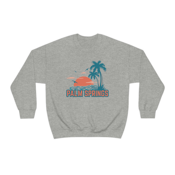Palm Springs, California Sweatshirt - Unisex Retro Palm Tree Crewneck Palm Springs Sweatshirt
