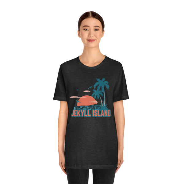 Jekyll Island, Georgia T-Shirt - Retro Palm Tree & Beach Unisex Jekyll Island Shirt