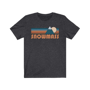 Buy dark-grey-heather Snowmass, Colorado T-Shirt - Retro Mountain Adult Unisex Snowmass T Shirt