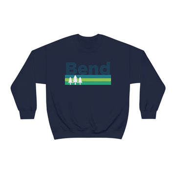 Buy navy Bend, Oregon Sweatshirt - Retro Trees Unisex