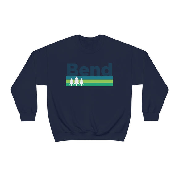 Bend, Oregon Sweatshirt - Retro Trees Unisex