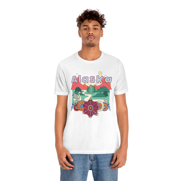 Alaska T-Shirt - Retro Mountain / Hippie Style Alaska Shirt