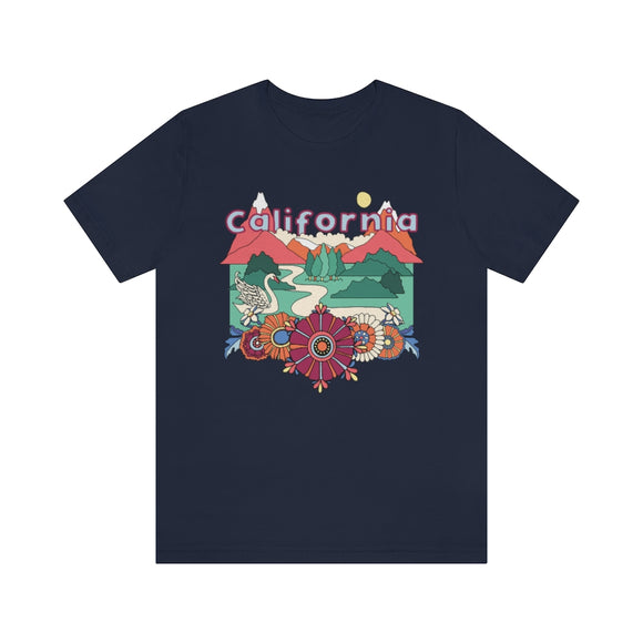 California T-Shirt - Retro Mountain / Hippie Style California Shirt