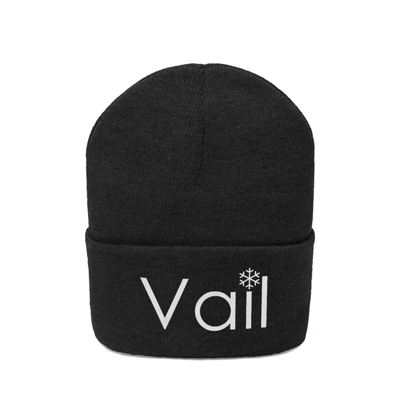 Vail, Colorado Knit Beanie - Adult Embroidered Snowflake Vail Knit Hat