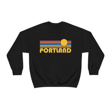 Buy black Portland, Oregon Sweatshirt - Retro Sunrise Unisex