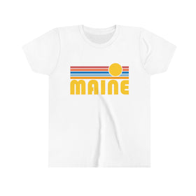Maine Youth T-Shirt - Retro Sun Maine Kid's TShirt