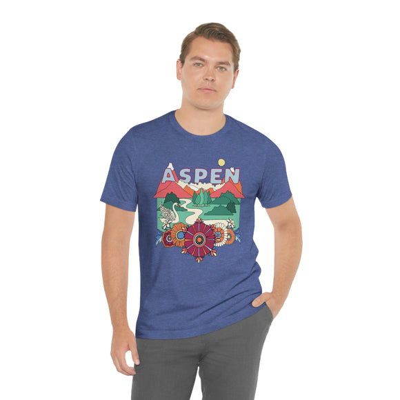Aspen Shirt, Colorado Retro T-Shirt, Hippie Style Colorado tee, Aspen Mountain Shirt
