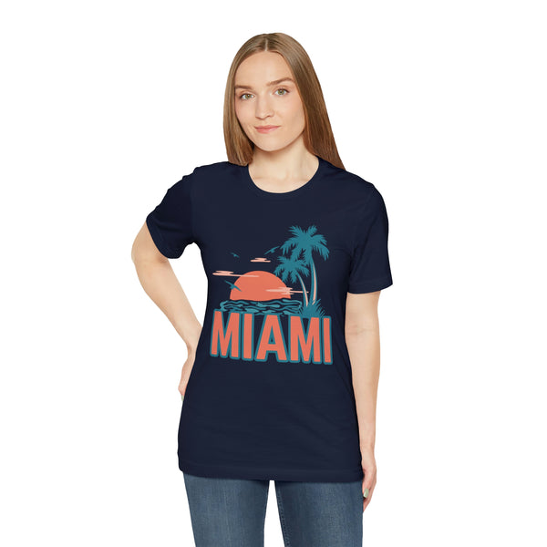 Miami, Florida T-Shirt - Retro Palm Tree & Beach Unisex Miami Shirt