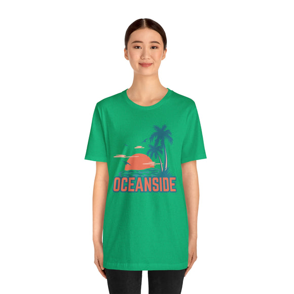 Oceanside, California T-Shirt - Retro Palm Tree & Beach Unisex Oceanside Shirt