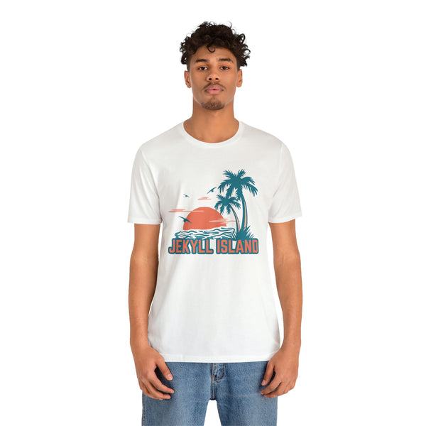 Jekyll Island, Georgia T-Shirt - Retro Palm Tree & Beach Unisex Jekyll Island Shirt
