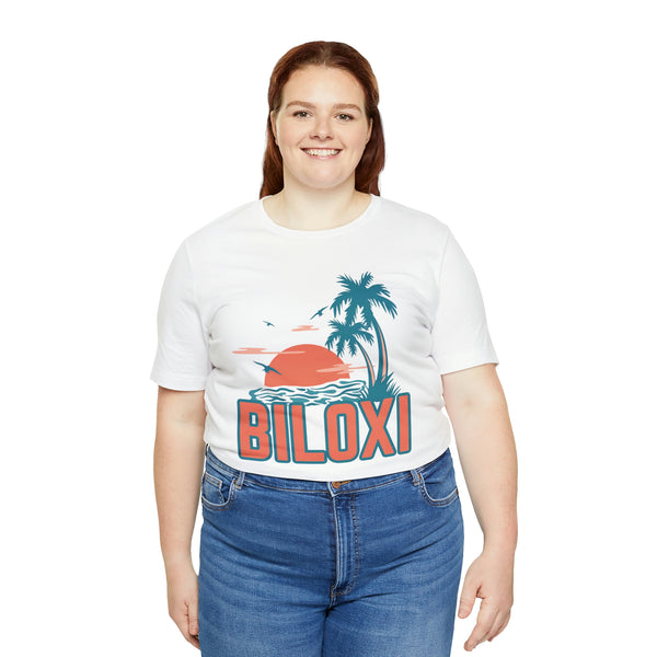 Biloxi, Mississippi T-Shirt - Retro Palm Tree & Beach Unisex Biloxi Shirt