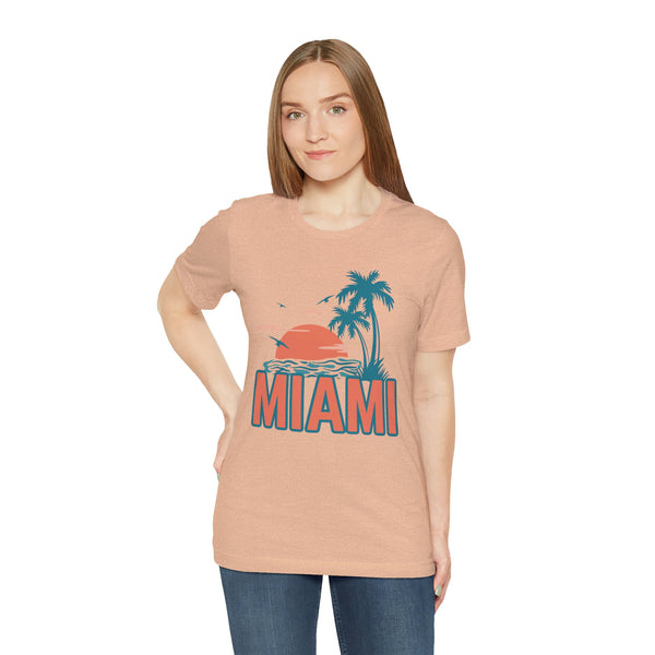 Miami, Florida T-Shirt - Retro Palm Tree & Beach Unisex Miami Shirt