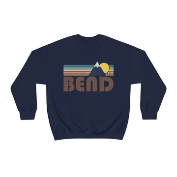Buy navy Bend, Oregon Sweatshirt - Fall Retro Mountain Unisex Crewneck Bend Sweatshirt