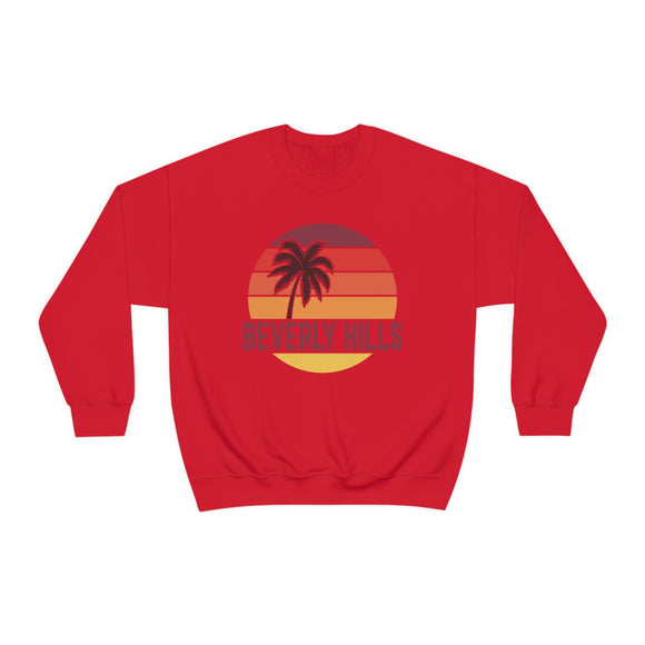 Beverly Hills, California Sweatshirt - Unisex Retro Palm Tree Crewneck Beverly Hills Sweatshirt