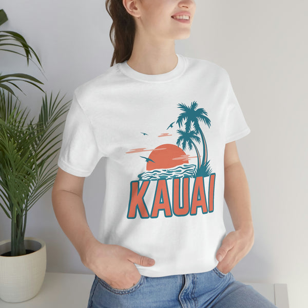Kauai, Hawaii T-Shirt - Retro Palm Tree & Beach Unisex Kauai Shirt