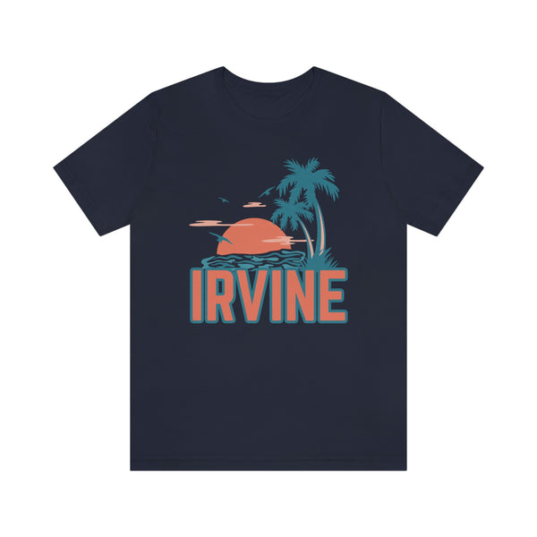 Irvine, California T-Shirt - Retro Palm Tree & Beach Unisex Irvine Shirt